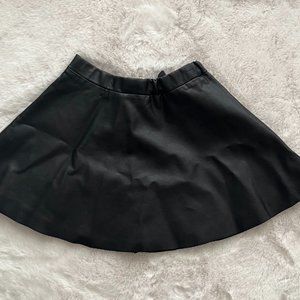 Girls Faux Leather Mini Skirt Back Zip Closure Elastic Waist Black